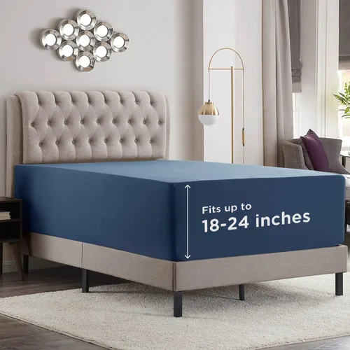 Vista 20 de Empyrean - Sábana bajera de bolsillo extraprofundo, suave, para colchón de 18 a 24 pulgadas, prémium, con correas en las esquinas