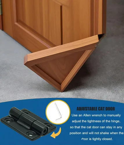 Vista 2 de Kit de bisagra ajustable para puerta de gato (mano izquierda y derecha), se adapta a puertas huecas y puertas interiores sólidas fácilmente, Negro