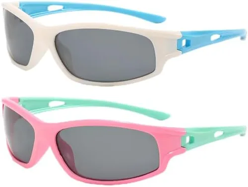 TopG SANPLMG 2 Pack Kids Polarized Sports Sunglasses For Youth Sunglasses Boys Girls Baseball,Cycling,Flexible Frame,Age 5-8