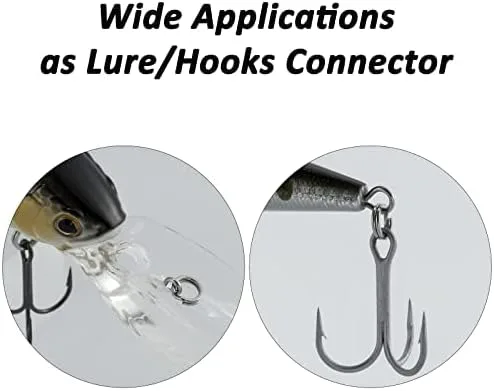 Vista 6 de Dr.Fish Anillo dividido de acero inoxidable Hyper Wire Aplanado Pesca Señuelo Anillos de Aparejos de Servicio Pesado Gancho Línea Conector Agua