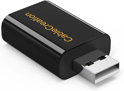 Vista 2 de CableCreation - Adaptador de audio USB con conector de 0.138 in, tarjeta de sonido estéreo externa USB con auriculares de 0.138 in y micrófono