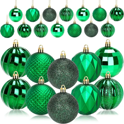 Vista 13 de JULMELON 24 adornos para árbol de Navidad, bolas negras para decoración navideña (negro, 2.36 pulgadas/2.362 in)