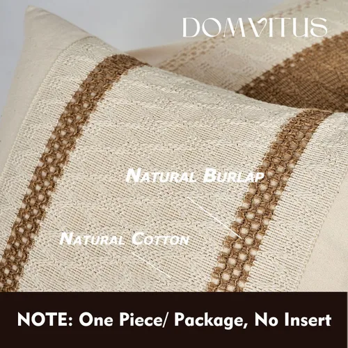Vista 2 de DOMVITUS Fundas de almohada bohemias de 20 x 20 pulgadas para almohadas decorativas de granja, fundas de almohada neutras para sala de estar