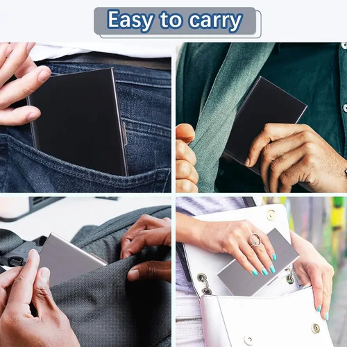 Vista 7 de Soporte para tarjetas de crédito, fundas protectoras de bloqueo RFID, cartera de metal para tarjetas de crédito, soporte para tarjetas de visita