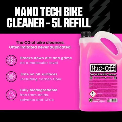 Vista 2 de Muc-Off Nano-Tech - Limpiador de bicicletas, 5 litros, líquido de limpieza de bicicletas de acción rápida, biodegradable, seguro en todas