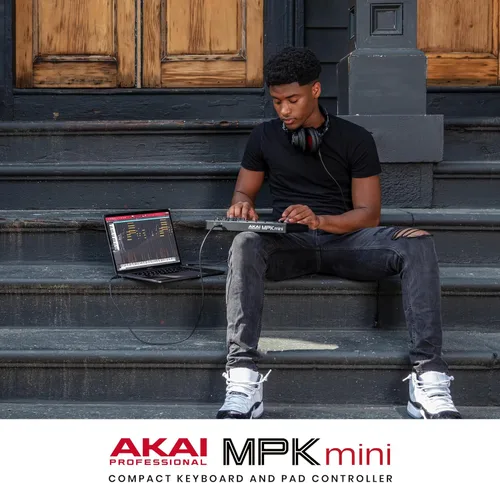 Vista 9 de Akai Professional MPK Mini MK3 - Controlador de teclado MIDI USB de 25 teclas con 8 almohadillas de percusión con retroiluminación, 8 perillas