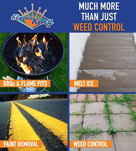 Vista 5 de Flame King Kit de antorcha de propano resistente para quemar malezas, 320,000 BTU con manguera de 6 pies para quemar malezas, derretir hielo y nieve