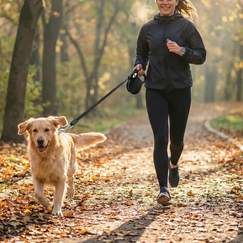 Vista 9 de Correa retráctil de 16 pies para perros de raza grande de hasta 110 libras con cuerdas de alambre extensor desmontables a prueba de mordidas