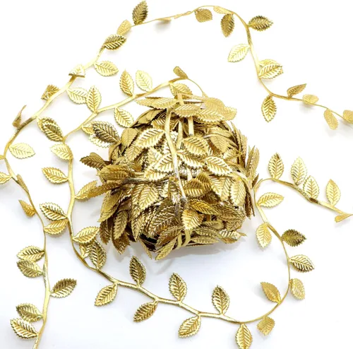 Vista 5 de Cinta con hojas de olivo, lentejuelas y piel de 20 yardas, para bricolaje, decoración