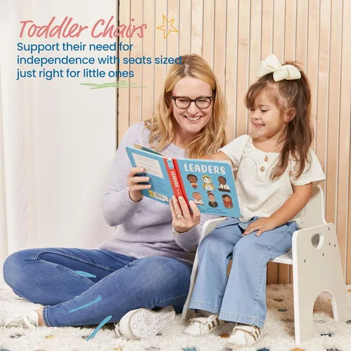 Vista 25 de ECR4Kids Silla apilable de madera para niños pequeños, 6 pulgadas, muebles para niños, lavado blanco, paquete de 2