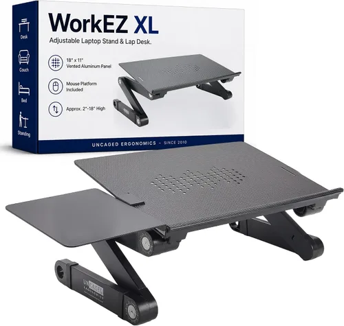 Vista 10 de Soporte ajustable para portátil WorkEZ para escritorio, soporte portátil para portátil de altura ajustable, elevador de computadora plegable