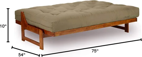 Vista 2 de Nirvana Futons Colchón de futón extra grueso de alta calidad de 10 pulgadas, sarga caqui, fabricado en Estados Unidos