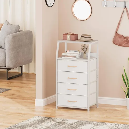 Vista 32 de Furnulem Cómoda negra con 5 cajones, cómoda de tela de torre de almacenamiento vertical para dormitorio, pasillo, entrada, guardería, organizador