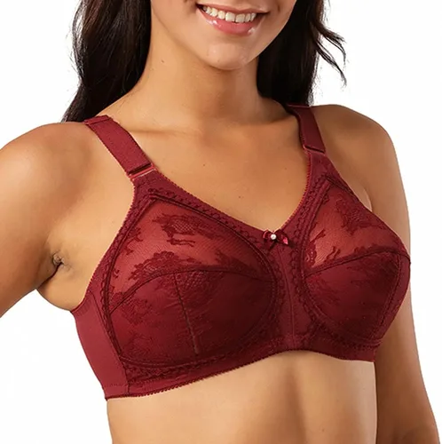 Vista 3 de Brasier de encaje minimizador sin forro para mujer, talla grande, cobertura completa
