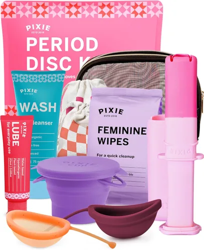 Kit de discos menstruales Pixie para el cuidado femenino - Los discos Pixie están diseñados para quitarse como los tampones - 100% de silicona de