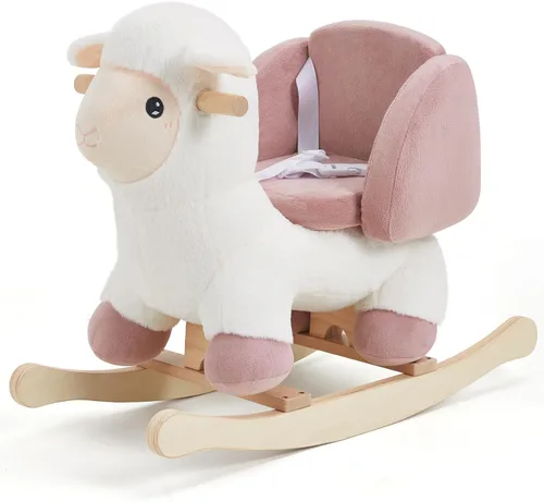 labebe - Caballo mecedor de oveja bebé, animales mecedores de peluche para niños, balancín Ovis Aries con cinturón de seguridad para bebés de 6
