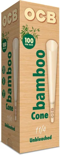 Vista 2 de OCB Conos de papel de liar preenrollados de bambú sin blanquear 1-1/4 (3.307 in) Tamaño - 100 conos