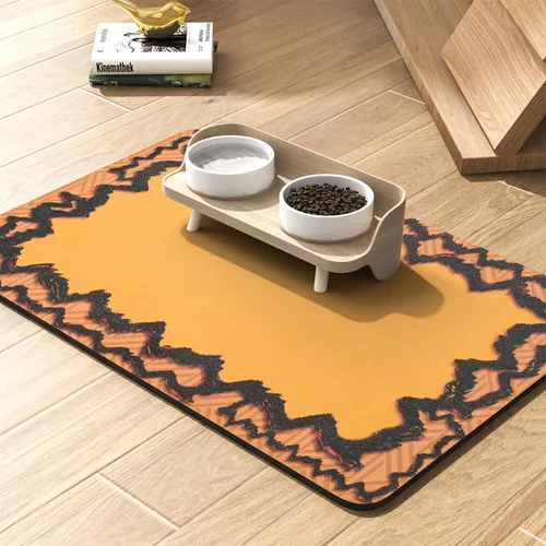 PADOOR -Tapete de alimentación de mascotas, absorbente, de secado rápido, tapete para comida y agua, tapete para tazón de comida para perros, tapete