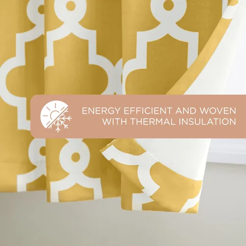 Vista 7 de Exclusivas cortinas para el hogar, par de paneles de cortina blackout (opacas) de sarga de satén tejido con ojales superiores