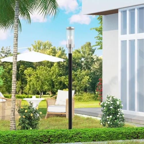 Vista 4 de Livex Lighting 20728-91 Hillcrest - Linterna de poste superior para exteriores, acabado de níquel cepillado con cristal transparente