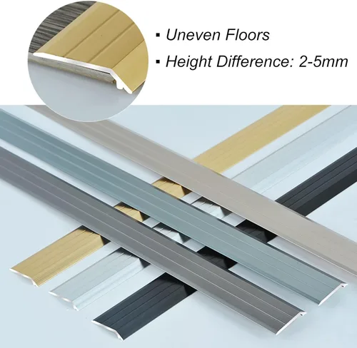 Vista 7 de Transition Door Strip for Doorway Steps, Metal Entry Ramp 2.5cm Narrow Carpet Edge Trim Gold, Low Threshold for Uneven Floors (Length 80cm)