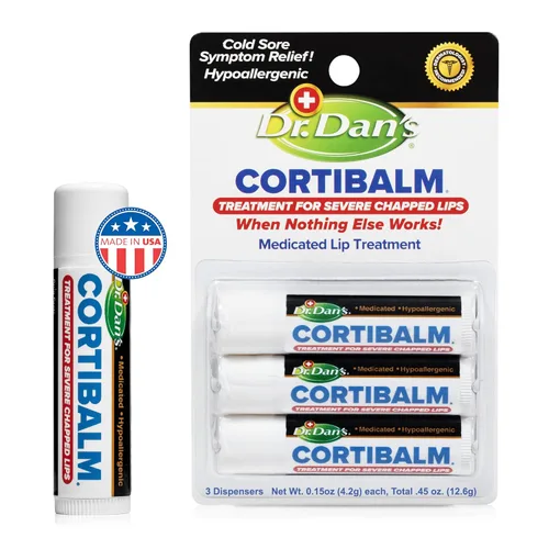 Vista 15 de Dr. Dan's Cortibalm, paquete de 3 unidades, para labios secos y agrietados, bálsamo labial curativo para labios severamente agrietados, diseñado