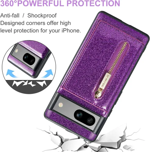 Vista 5 de Asuwish Funda para teléfono para Google Pixel 7A 5G 2023 con protector de pantalla de vidrio templado y ranura para tarjeta de crédito, soporte