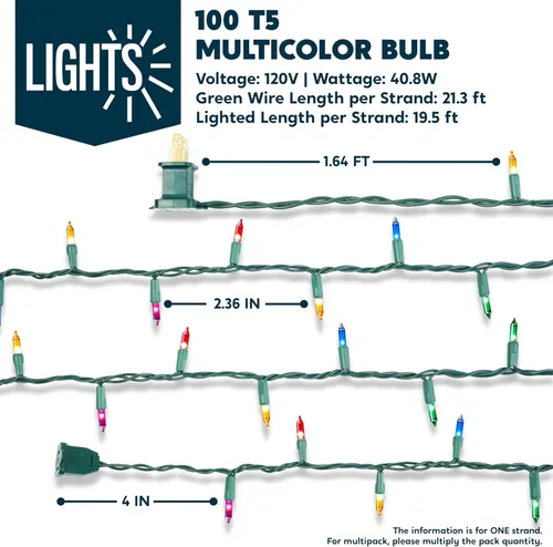 Vista 7 de Joiedomi Tira de luces de Navidad multicolor, 200 (2 x 100) de 42.6 pies, luces de árbol de hadas de Navidad enchufables para interiores