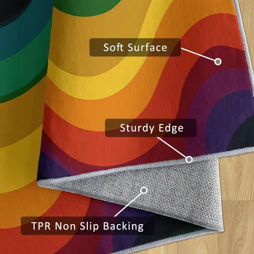 Vista 6 de 70s Small Rug 2x3 Retro Rainbow Abstract Art Pattern, Washable Entryway Bedroom Kitchen Doormat, 70s Retro Decor for Home, Soft Non Slip Indoor Door