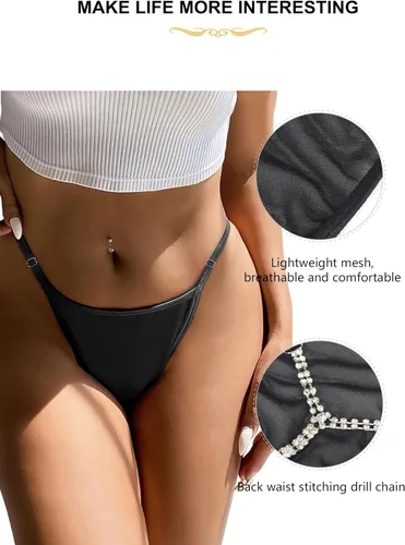Vista 2 de ohyeah Tangas G String para mujer, tangas con espalda en T, ropa interior de tiro bajo, bragas de talla grande, bragas micro atrevidas XS-4XL