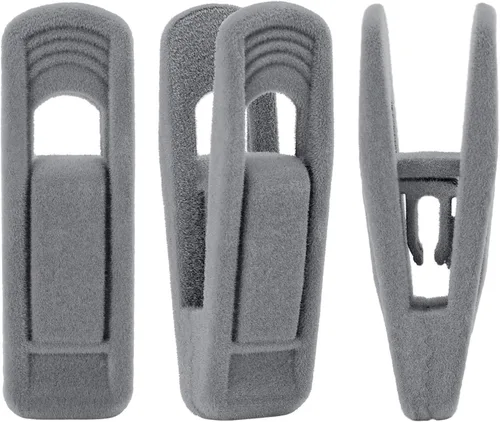 Vista 12 de Trgowaul Perchas de terciopelo - Clips fuertes para pantalones delgados (20 unidades, beige)