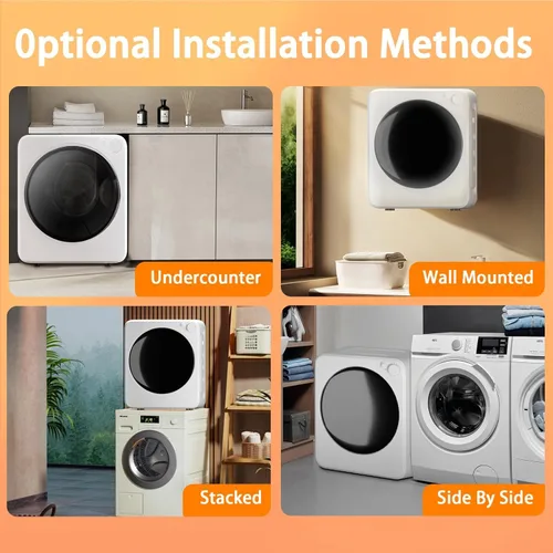 Vista 7 de Secadora de ropa portátil de 1.5 pies cúbicos, secadora de lavandería de carga frontal de secado rápido de 800W con 5 modos, mini secadora eléctrica