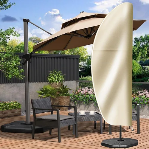 Vista 7 de Funda para sombrilla de patio para exteriores, tela Oxford 420D resistente con poste y cremallera, fácil de instalar, impermeable, resistente a