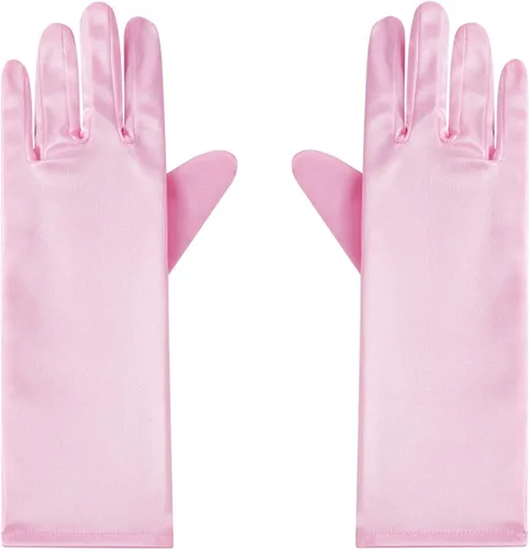Vista 2 de Papoopy Guantes de satén para niñas para primera comunión princesa fiesta de té disfraz de 3 a 12 años