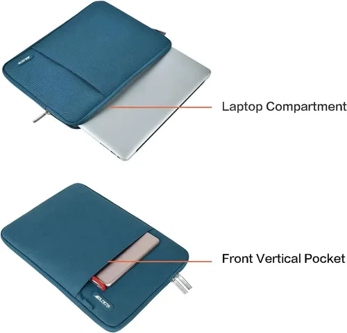 Vista 4 de MOSISO Funda vertical de poliéster con bolsillo para laptop de 13 pulgadas, para computadora MacBook Air M4, M3, M2 y M1 de 2025 a 2018 y Pro M2