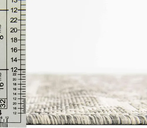 Vista 101 de Unique Loom Outdoor Aztec Collection Alfombra de área, Chalca (7 pies 10 pulgadas, cuadrada, azul/marfil)