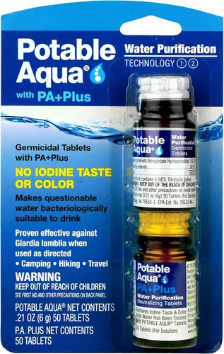 Vista 2 de Potable Aqua Tabletas de purificación de agua botellas de 2 a 50 quilates y palos de emergencia verdes Ready America de 8 horas de 8 horas