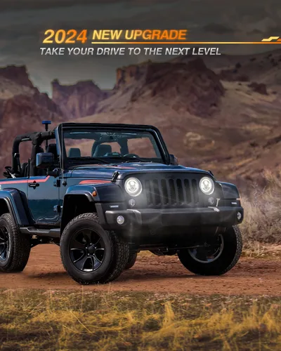 Vista 2 de Faros delanteros LED redondos de 7 pulgadas con adaptador Switchback para señal de giro ámbar blanca DRL compatible con Jeep Wrangler JK JKU