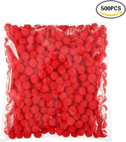 Vista 7 de Blulu - Pompones para manualidades y suministros de hobby, 500 unidades, 0.5 in Rojo