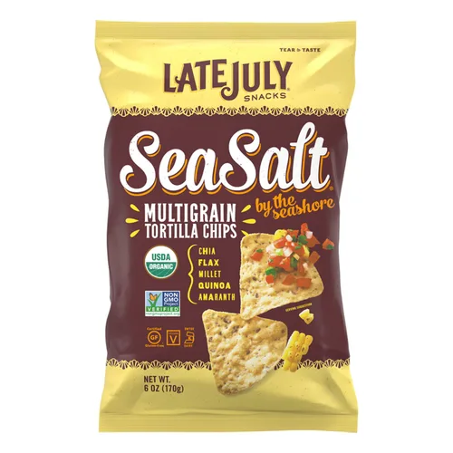 Vista 9 de LATE JULY Snacks - Sal marina de grano múltiple y chips de tortilla orgánicos de lima, bolsa de 7.5 onzas (paquete de 12)