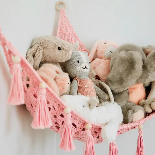 Vista 3 de Sasa Baby and Toddler Hamaca de Juguete de Macramé para Animales de Peluche - Hamaca de Juguete de Peluche para Decoración de Guardería de Niña