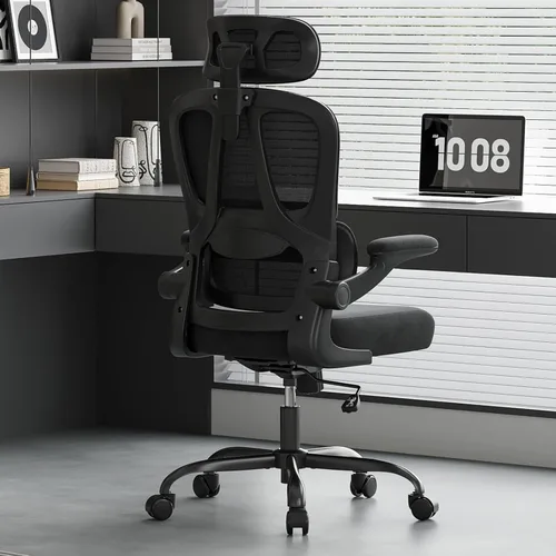 Farini Silla de oficina ergonómica, silla de escritorio con reposacabezas y soporte lumbar, silla giratoria de oficina en casa con reposacabezas