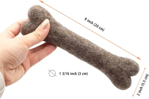 Vista 5 de Glaciart One Hueso masticable de lana de fieltro para perros (3 piezas) Juguete duradero para masticar perros, juguetes masticables para cachorros