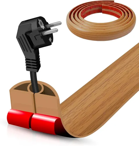 Vista 59 de Cubierta autoadhesiva para cables de suelo, gestión de cables de 3.3 pies, protector de tira de extensión para cables, evita tropiezos de cables