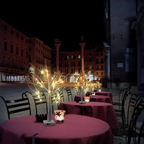 Vista 5 de Juego de 2 luces blancas cálidas para árbol de abedul con batería o USB, 24 luces LED de hadas, árbol espiritual, decoración de mesa para el hogar