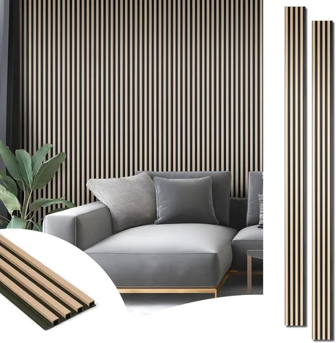 Vista 9 de Art3d Paquete de 4 paneles de pared de listones de madera WPC de 6 x 6 pulgadas para decoración de pared interior, paneles de pared acústicos