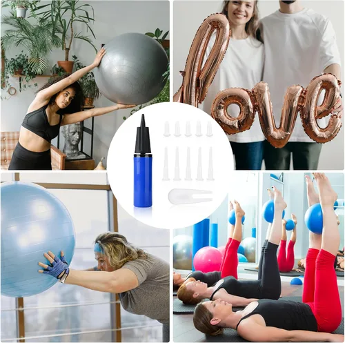 Vista 6 de Luter Kit de bomba de bola de ejercicio, 12 bombas de aire de mano para pelotas con tapón de bola de ejercicio, kit de repuesto de bomba de mano