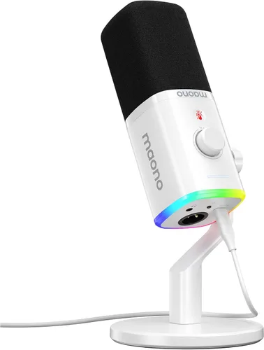 Vista 10 de MAONO Kit de micrófono XLR/USB para juegos: micrófono dinámico para PC para transmisión y podcast, soporte de software, botón de silencio, control