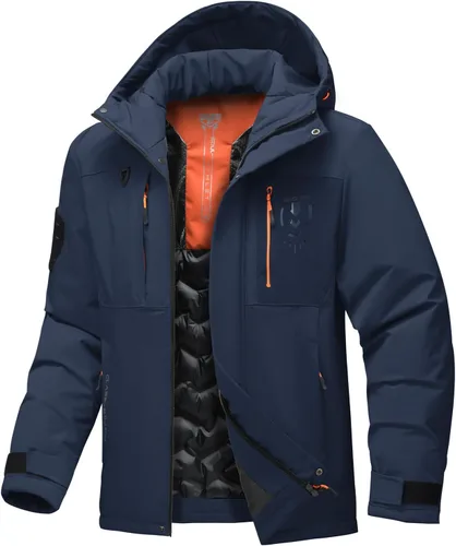 Vista 10 de Chaqueta de invierno para hombre impermeable para esquí y nieve resistente al viento para snowboard chubasquero con capucha con forro cálido