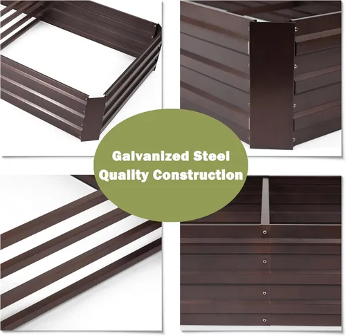 Vista 5 de LuxenHome - Kit de cama de jardín elevada galvanizada de 6 x 3 x 1 pies, para exteriores, caja rectangular de metal para jardinería, maceta grande